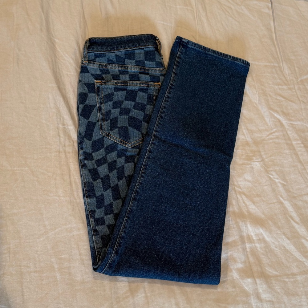 Hollister Blue Checkered Ultra High-Rise ‘90s Vintage Straight Jeans